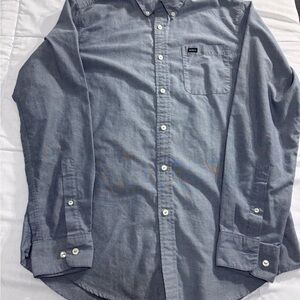 RVCA Men's garage blue surf Casual Button-Down Shirt